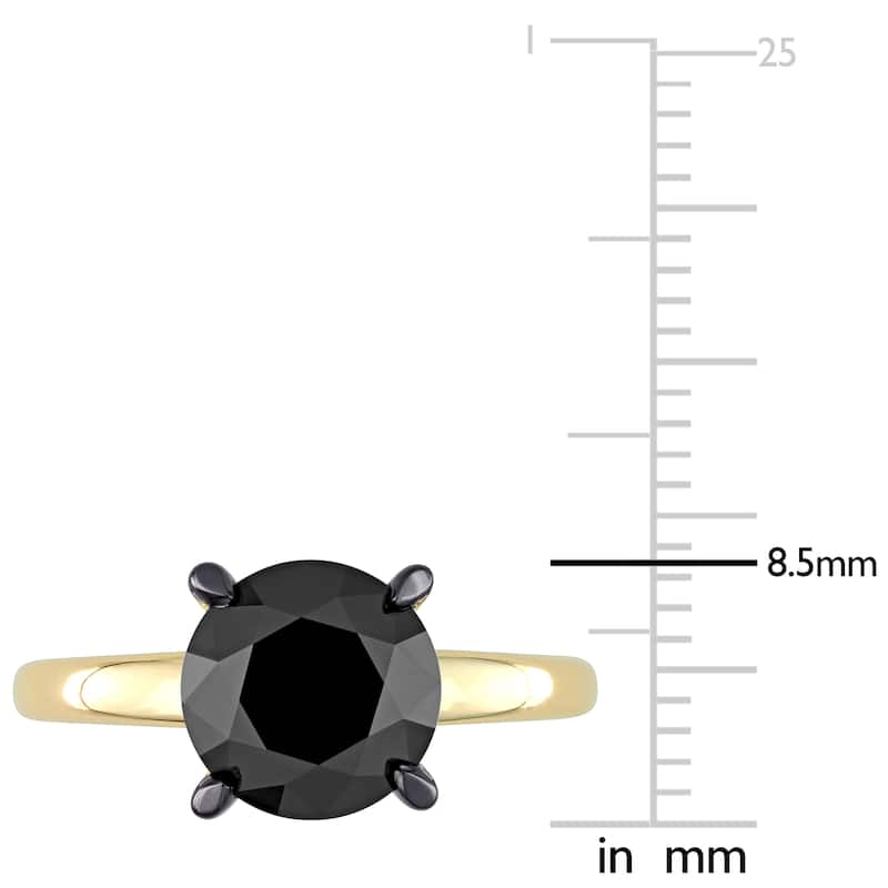 Miadora 3ct TDW Black Diamond Solitaire Engagement Ring in 14k Yellow Gold