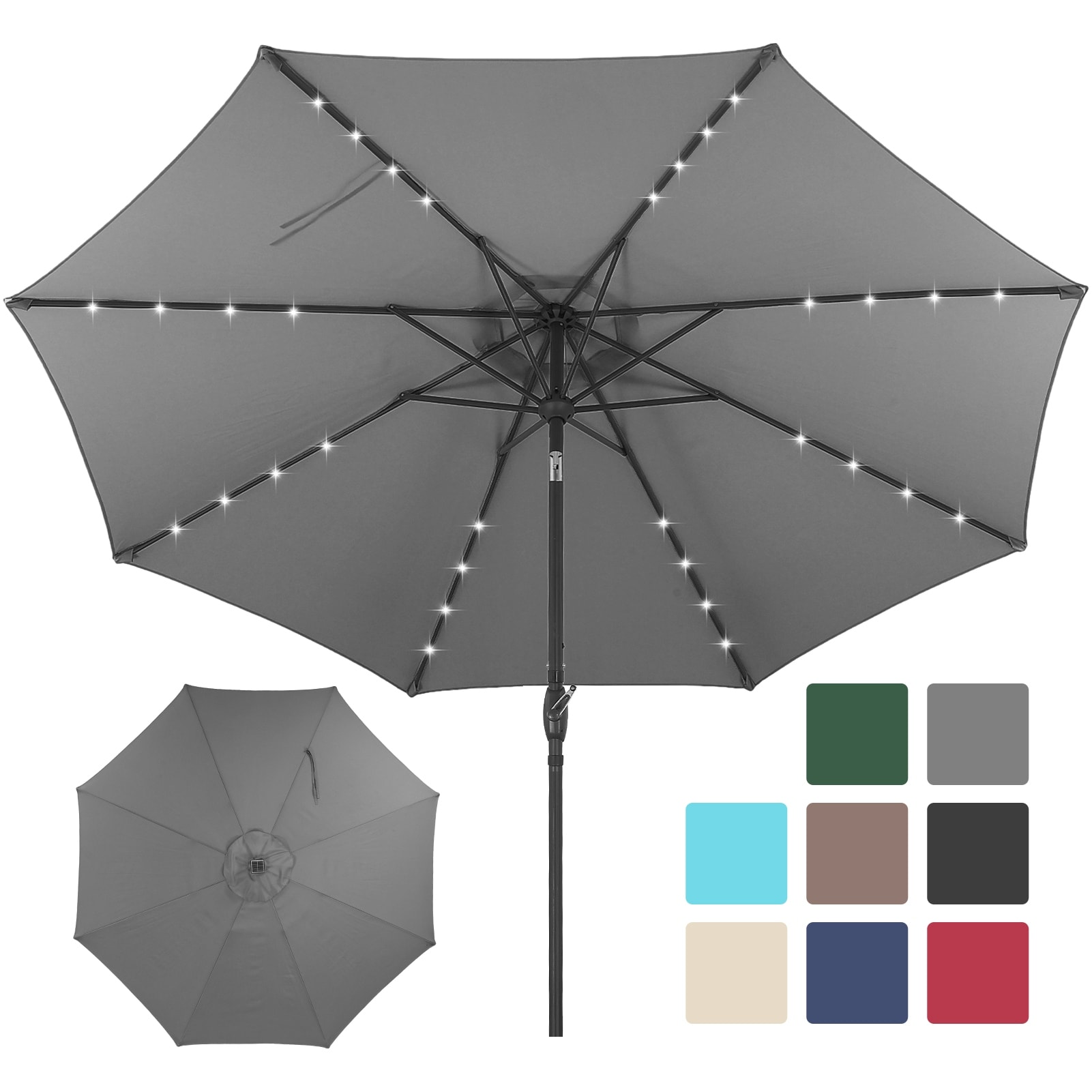 13x13 patio umbrella 13ft Solar Double-Sided Twin with Led Lights Arlmont & Co. Metal this umbrella is built Please Select Color::Navy GTM_StyleID:54860