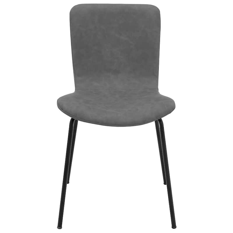 Black/Gray Faux Leather Upholstered Metal Frame Dining Chair, Set of 2, Sturdy Dining Chair for Dining Rooms - 20.5