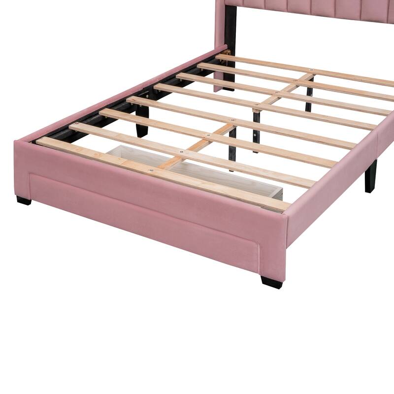 Upholstered Bed Frame with LED Lights