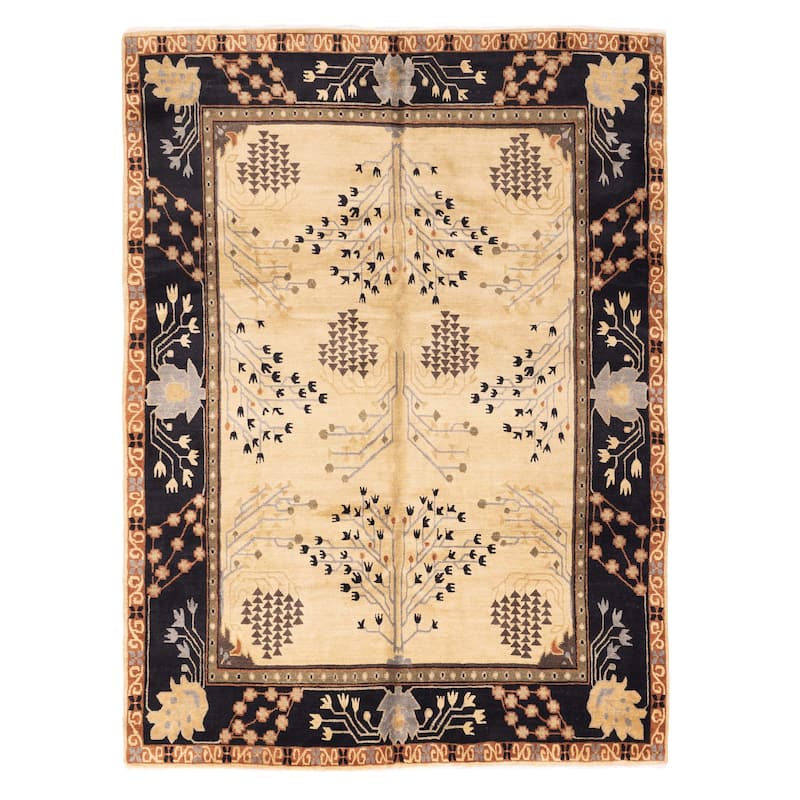 ECARPETGALLERY Hand-knotted Kathmandu Light Khaki Wool Rug - 8'7 x 11'6