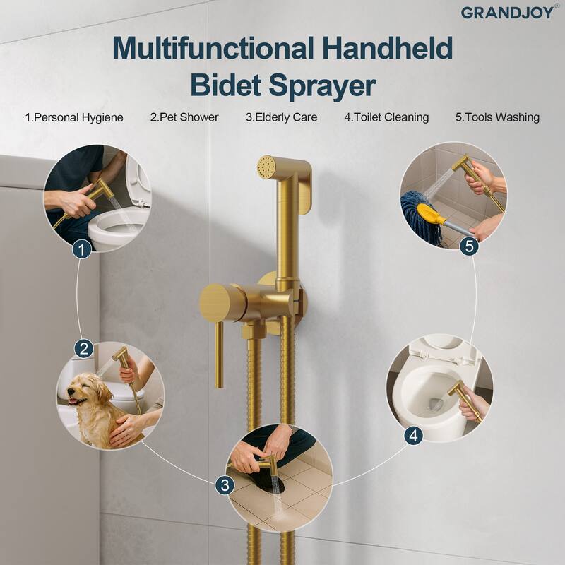 GRANDJOY Toilet Attachment for Personal Hygiene, Cloth Diaper Washer, Adjustable Water Pressure