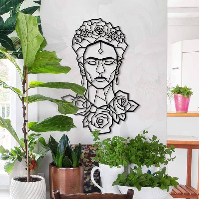 Frida Metal Wall Art - Minimalist Decor for Home, Living Room, Office, or Studio