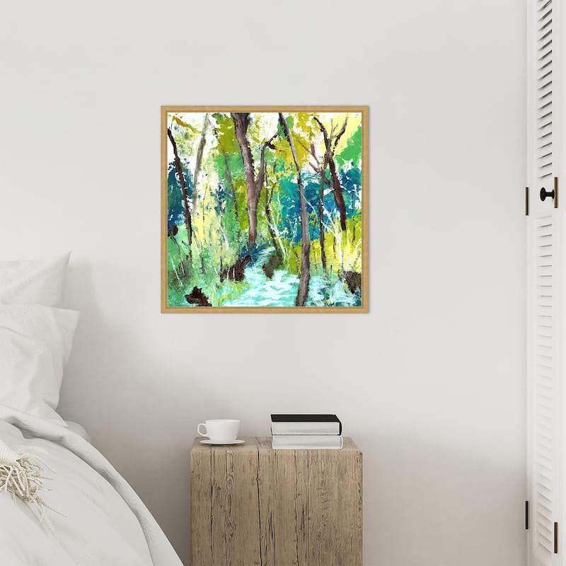 Turquoise Forest by Elan Studios Framed Canvas Wall Art Print - Sylvie Bright Gold