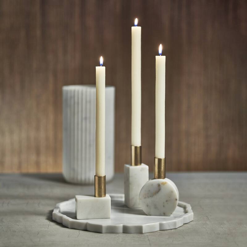 Malakai Round Marble Candle Holders, Set of 2