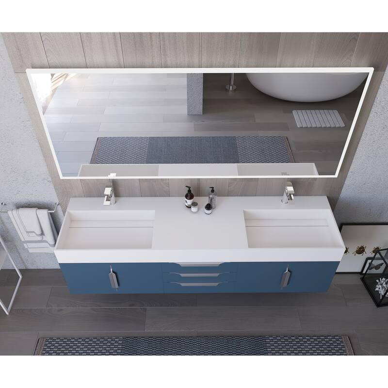Amazon 72" Wall Mounted Bathroom Vanity Set w/ White Top