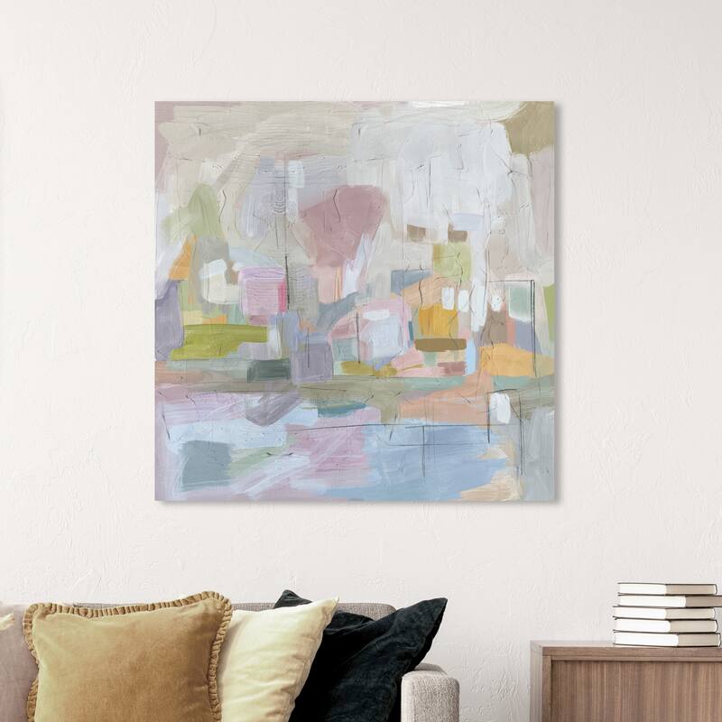 Wynwood Studio Canvas Abstract Pastel Illusion White and Antique White Modern & Contemporary Wall Art Canvas Print - 40 x 40