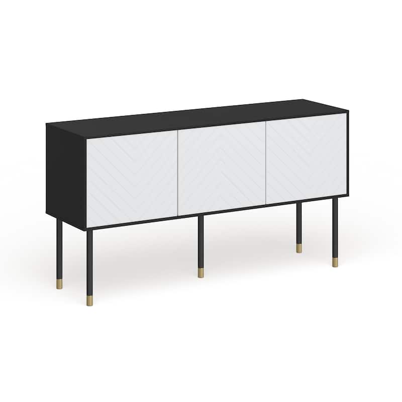 SAFAVIEH Oakley Mid-Century Modern Media 55" TV Stand - 55.1" W x 15.8" L x 29.5" H - Black/White