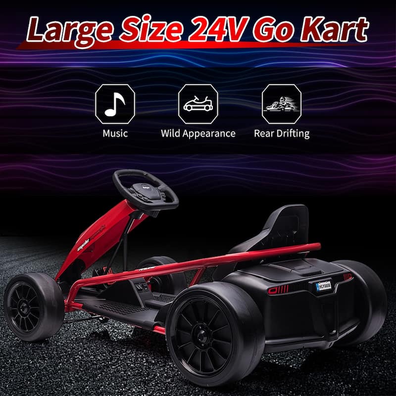 24V Electric Dual 300w Motors Go Kart Ride on Car Toy for Kids, White