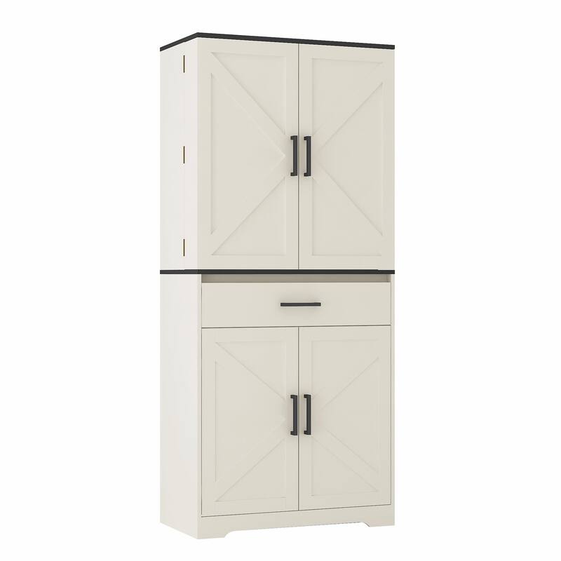 Modern Kitchen Pantry Cabinet with LEDs and Drawer
