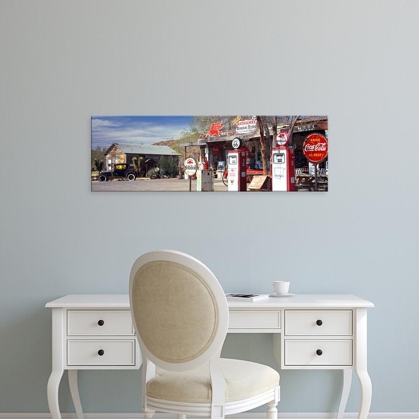Easy Art Prints Panoramic Image 'Store with a gas station on the roadside, Route 66, Hackenberry, Arizona' Canvas Art