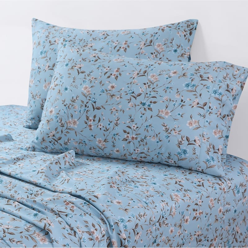 Azores Home Organic Cotton Sateen 300 Thread Count Deep Pocket Sheet Set
