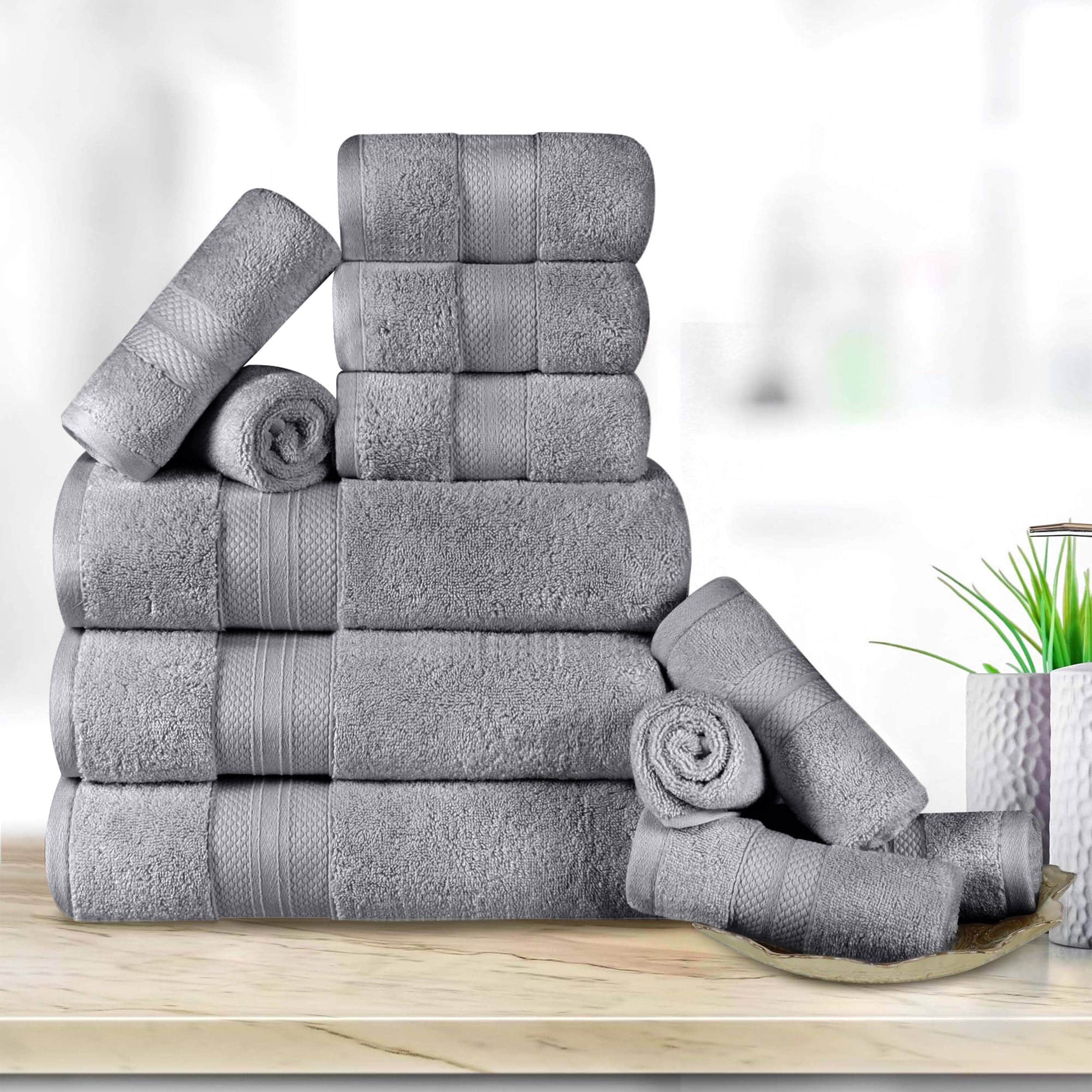Superior Turkish Cotton 12 Piece Solid Plush Heavyweight Towel Set