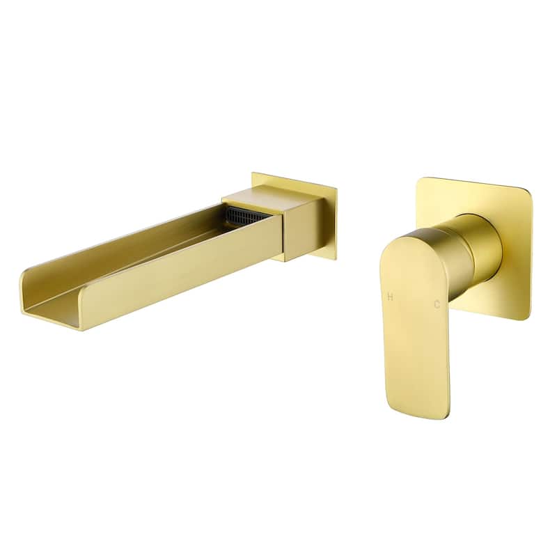Wall Mounted Tub Faucet Waterfall Modern Double Holes Bath Tub Spout with Single Handle Tub Fillers with Pressure Balance Valve