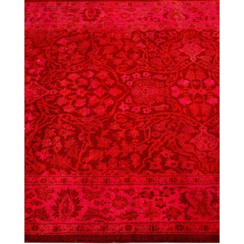 Overton Hand Knotted Wool Vintage Inspired Modern Contemporary Overdyed Pink Runner Rug - 3' 1" x 25' 1"