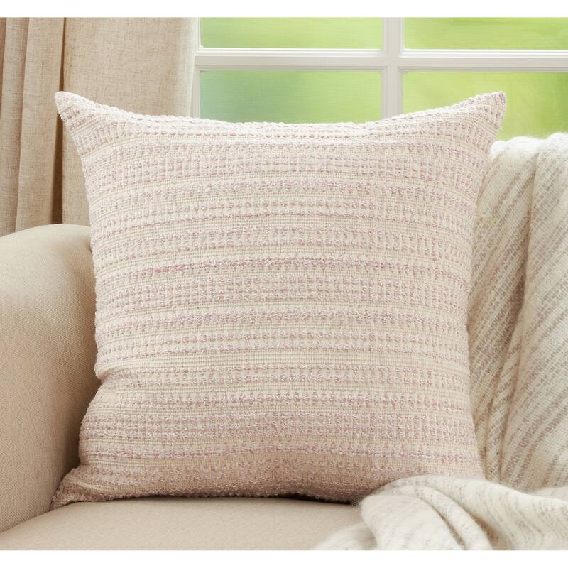 Woven Pillow With Line Design - 22"x22" - Polyester - Pink