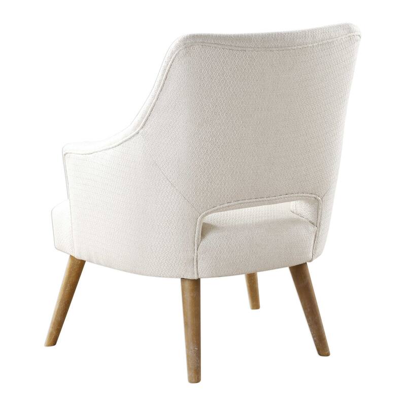 33" white chenille woven argyle pattern retro accent chair