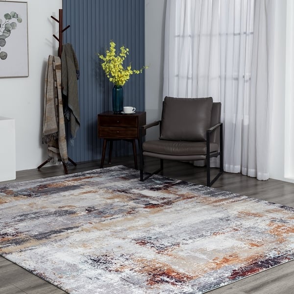 Abstract Grey/Gold Area Rug On Sale Bed Bath & Beyond 32051186
