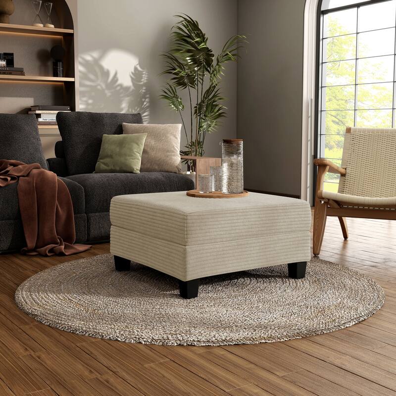 Furniture of America Xenia Modern Chenille Ottoman with Storage - Beige