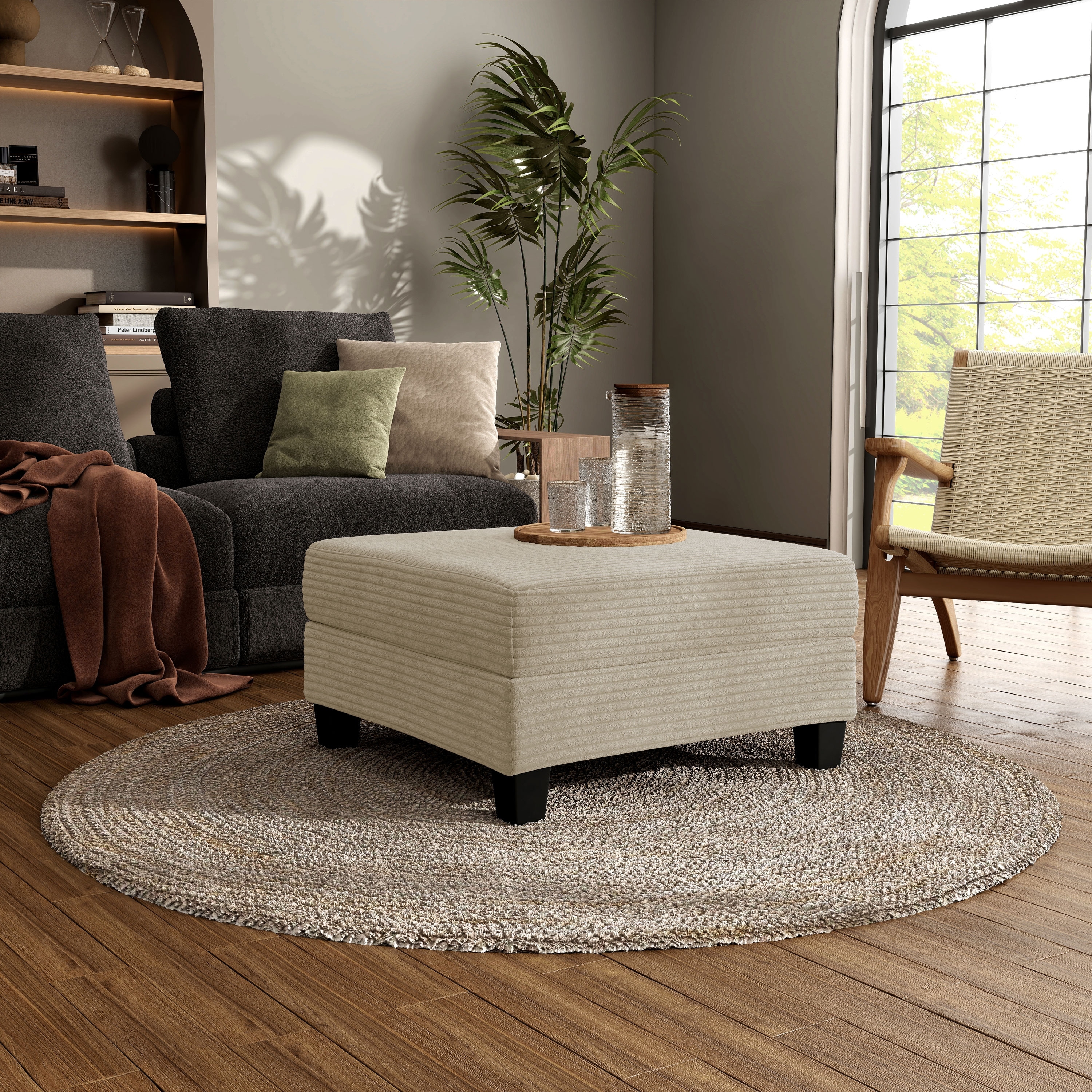 Furniture of America Xenia Modern Chenille Ottoman with Storage