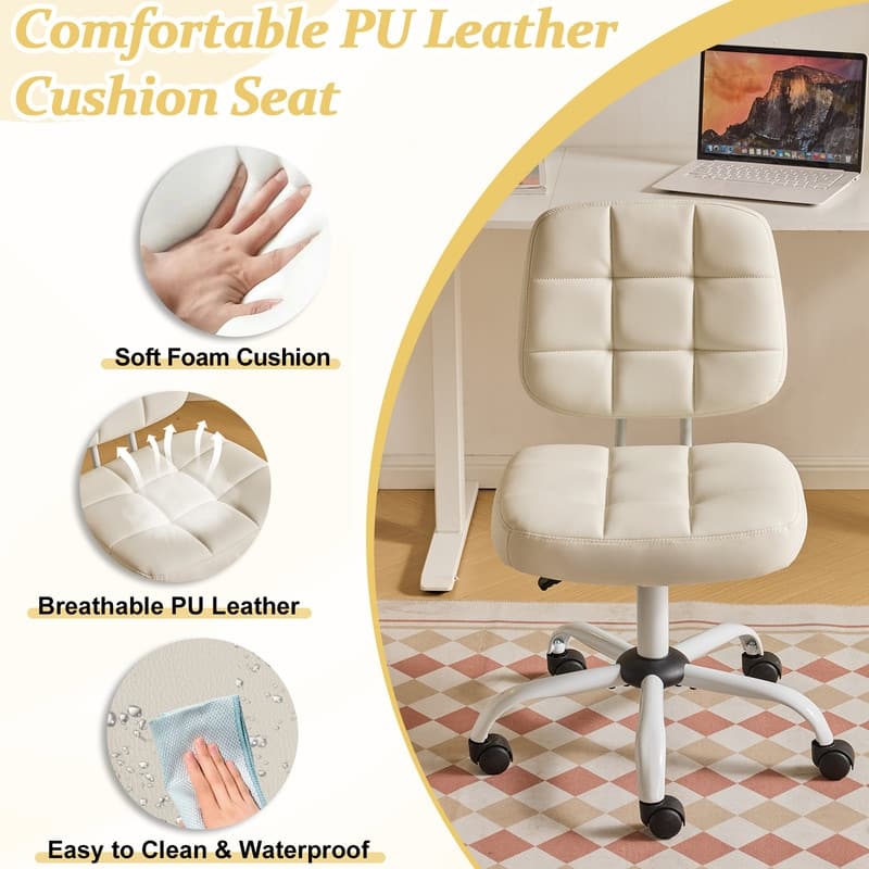22.1 Inch Upholstered PU Lattice Swivel Office Chair