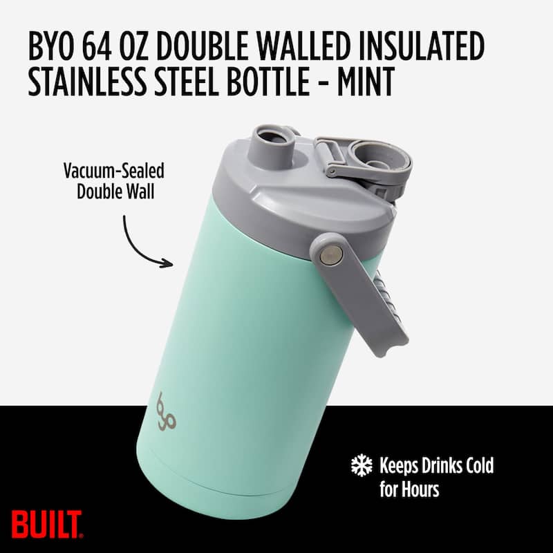 Byo 64 Oz Double Walled Insulated Stainless Steel Bottle - 64 Oz