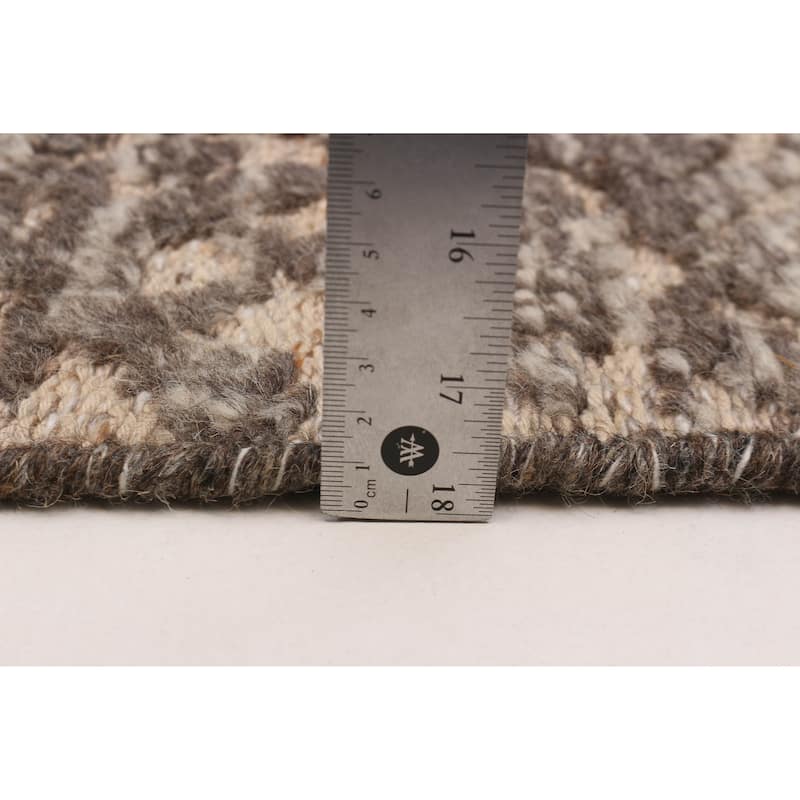 ECARPETGALLERY Hand-knotted Tangier Dark Brown, Tan Wool Rug - 5'3 x 7'3