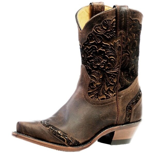 Boulet Western Boots Womens Cowboy Leather Snip Selvaggio Wood Overstock 15865159