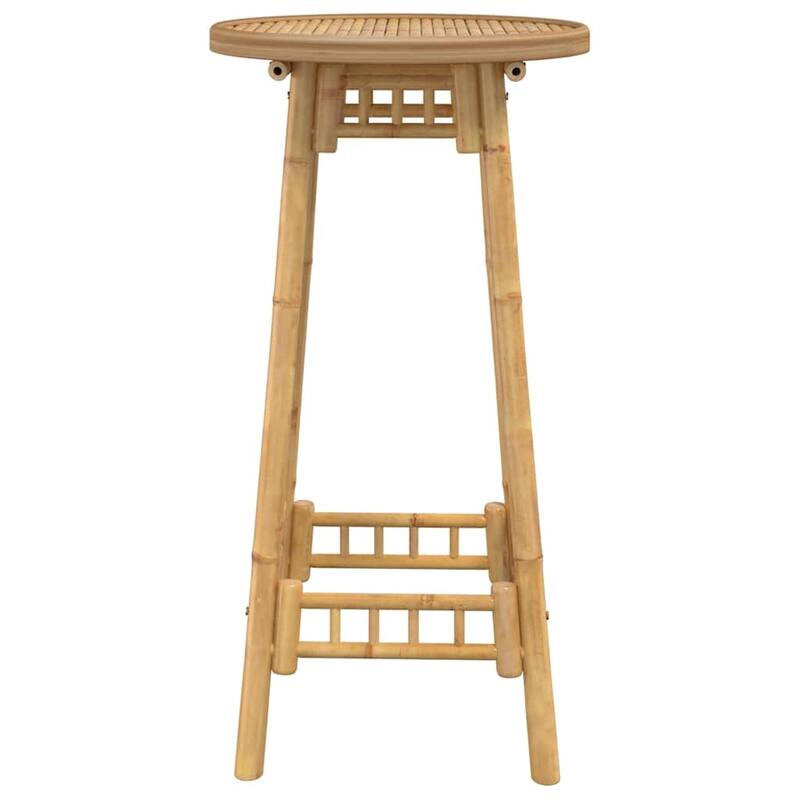 vidaXL Outdoor Bar Table Bamboo Tall Footrest Outdoor Bar Table Round - 21.7 x 21.7 ×39.4 in