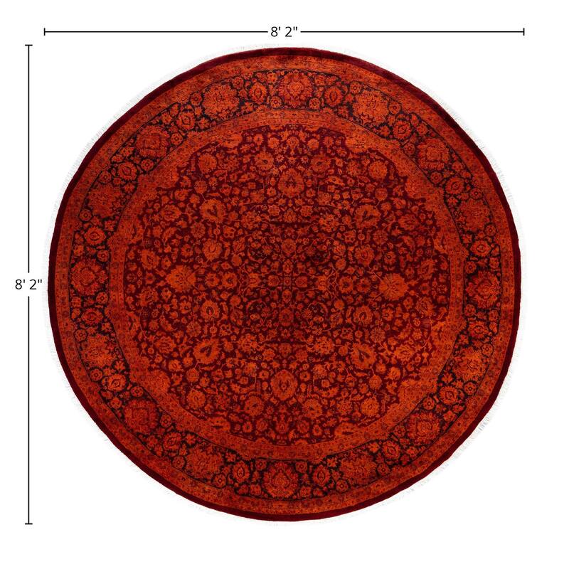 Overdyed One-of-a-Kind Hand-Knotted Area Rug - Orange - 8' 2" x 8' 2"