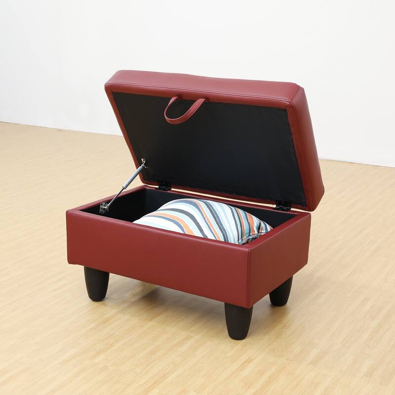 Statement Red PU Storage Ottoman Footstool