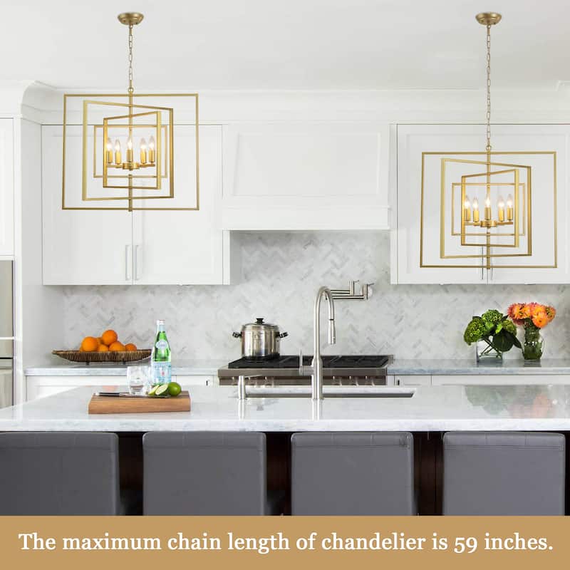 25.59inch 5 Lights Modern Chandelier with 4 Metal Frames 360 Degree Adjustable for Different Rooms