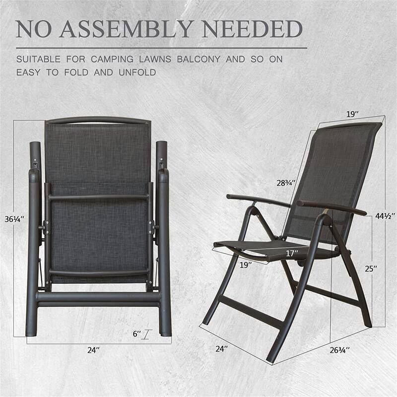 GDFStudio - Darien Folding Reclining Patio Chairs Set of 2 with Adjustable High Backrest and Aluminium Frame