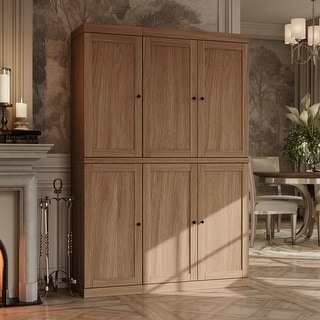 Palace Imports Premium 100% Solid European Oak Hardwood Modular Dining Room Cabinet with Shaker Doors - 48" Wide, 71.5" Tall