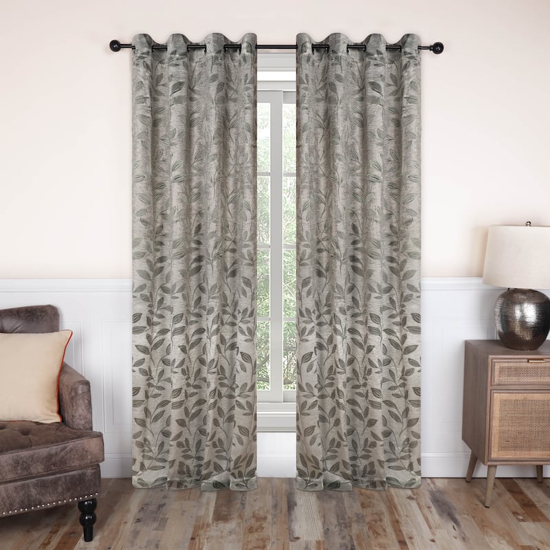 Superior Modern Bohemian Leaves Room Darkening Curtains with Grommets
