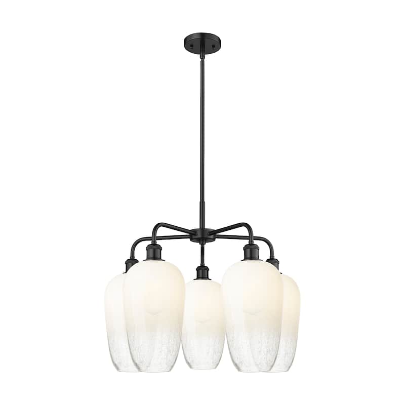Innovations Lighting Endless Possibilities Ballston - Brookhaven Flute - 5 Light 26" Stem Hung Chandelier - Matte Black/Opal