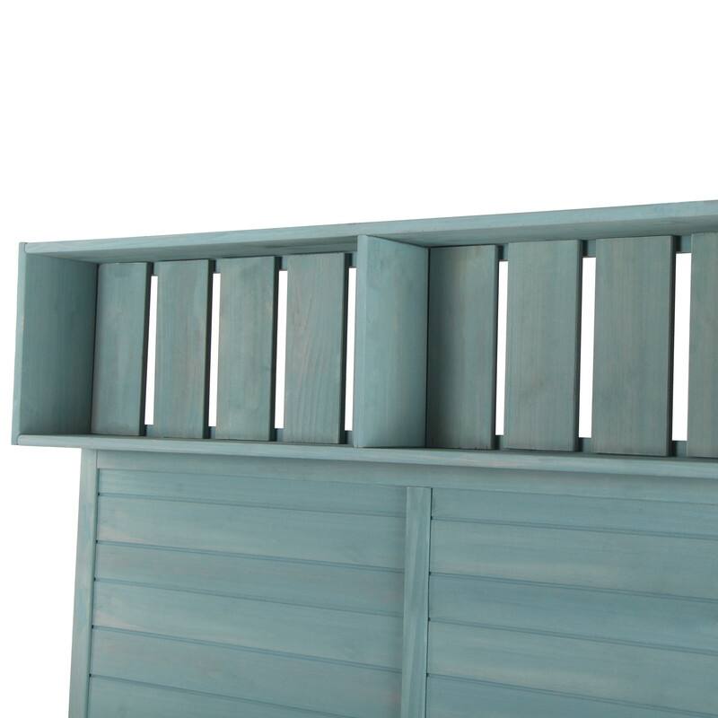 65" Large Wooden Farmhouse Rustic Outdoor Potting Bench Table, Patio Workstation with 4 Storage Shelves and Side Hook