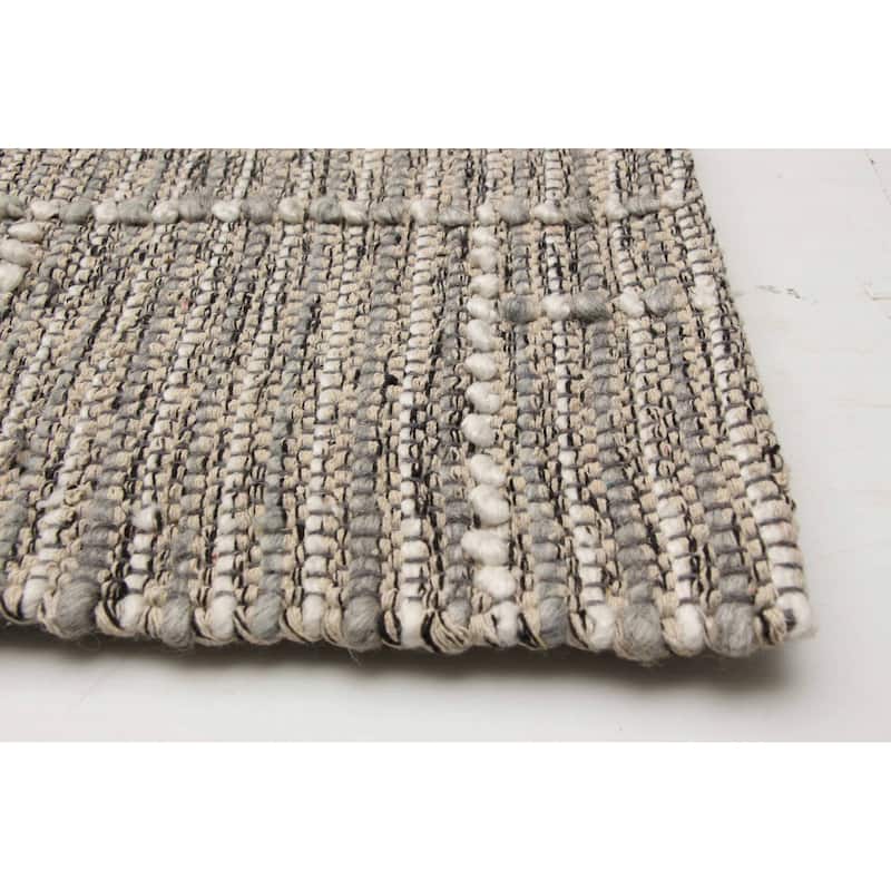 ECARPETGALLERY Braid weave Sienna Grey Wool Rug - 5'11 x 9'0