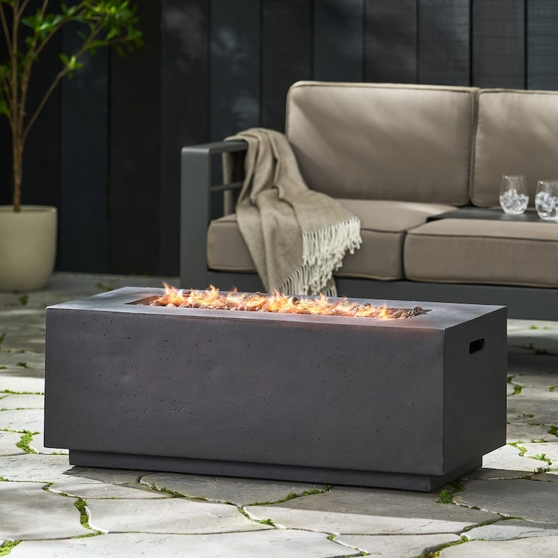 19 in. W x 40.25 in. L x 15 in. H Concrete Rectangle Propane Gas Burning Outdoor Fire Pit