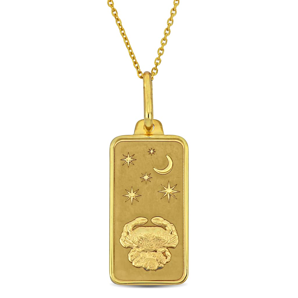 Miadora Cancer Pendant with Chain & Spring Ring Clasp in 10K Yellow Gold