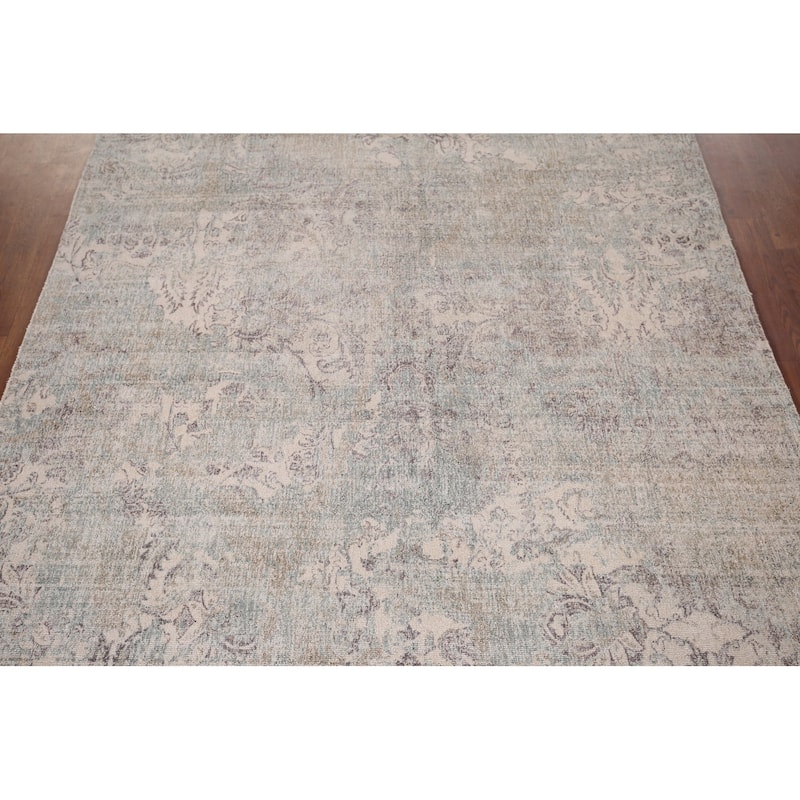 Abstract Indian Area Rug Handmade Wool Carpet - 4'11"x 7'10"