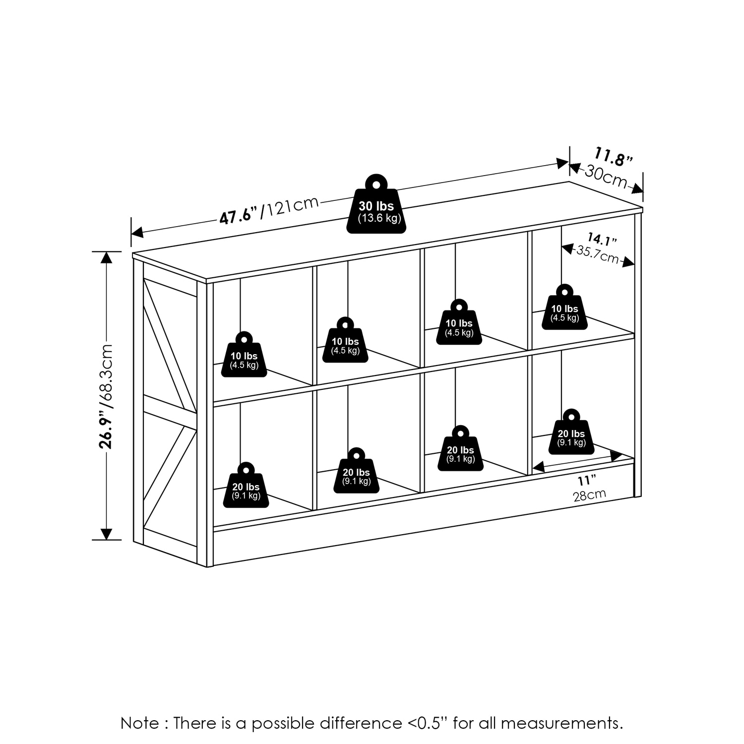 26.85 in. Tall White Wood 8-Shelf Bookcase - On Sale - Overstock - 43211225