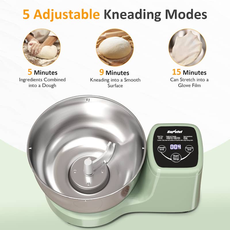 5.3QT Electric Dough Maker with Ferment Function, 5.3QT Dough Mixer - 0.6” L x 9.6” W x 9.7” H
