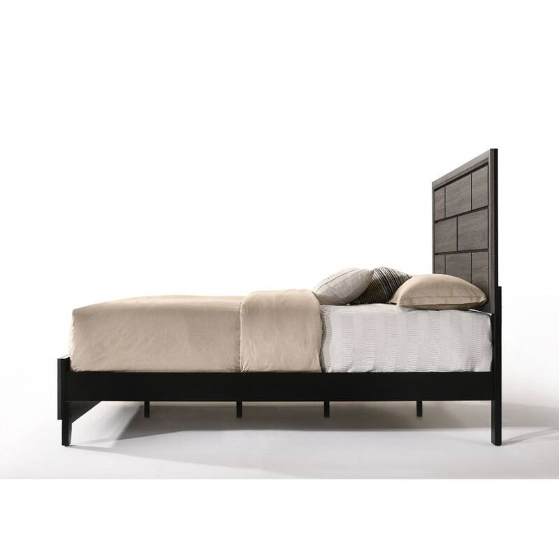 Wooden Bed in Weathered Gray