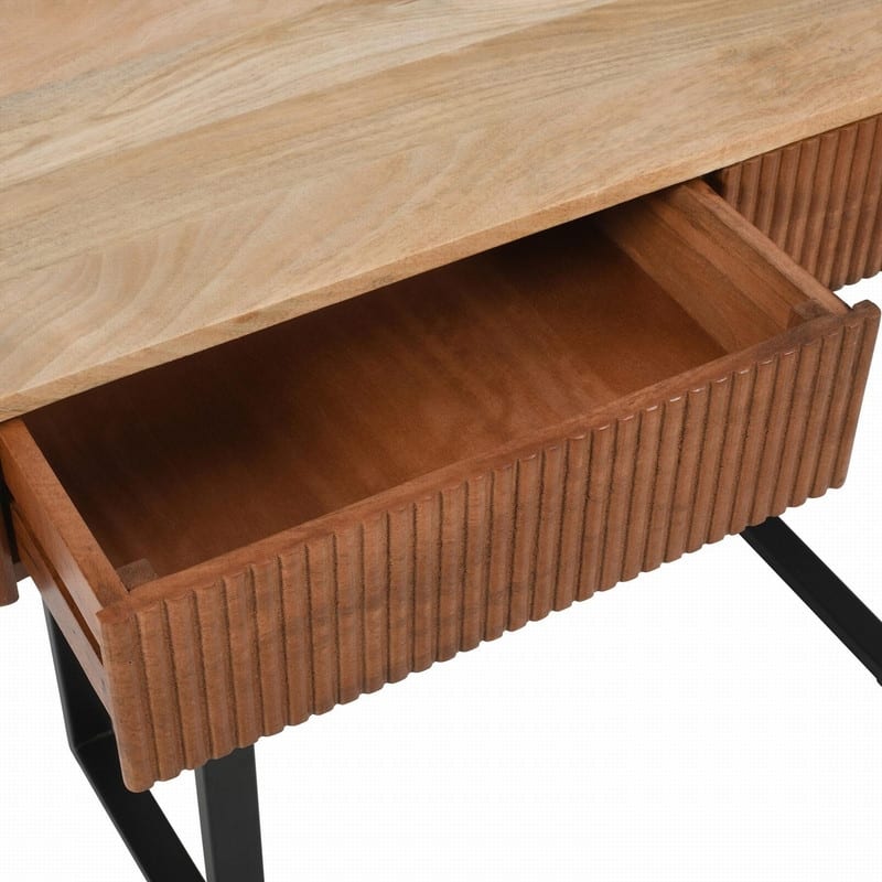Solid Wood Entryway Table with Fluted Drawers Console Table with Storage Solutions