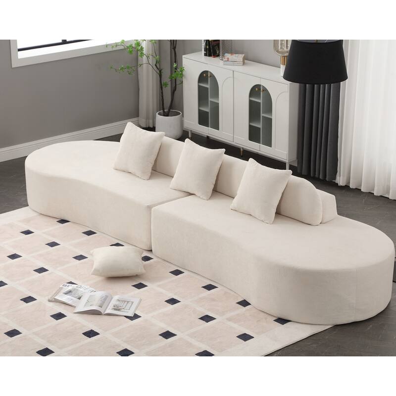 Modern Curved Combination Sofa, Terrycloth Fabric Sofa, Minimalist Sofa