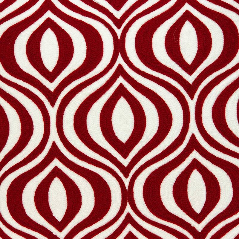 20" x 7" x 20" Transitional Red and White Pillow Cover With Poly Insert