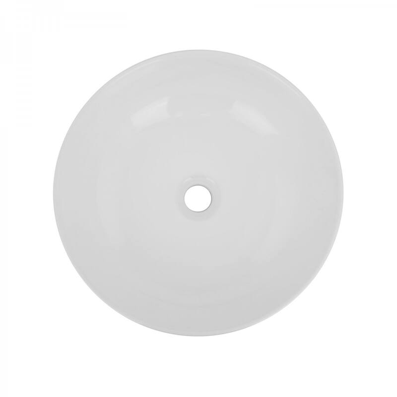 15.5" Round White Ceramic Bathroom Vessel Sink
