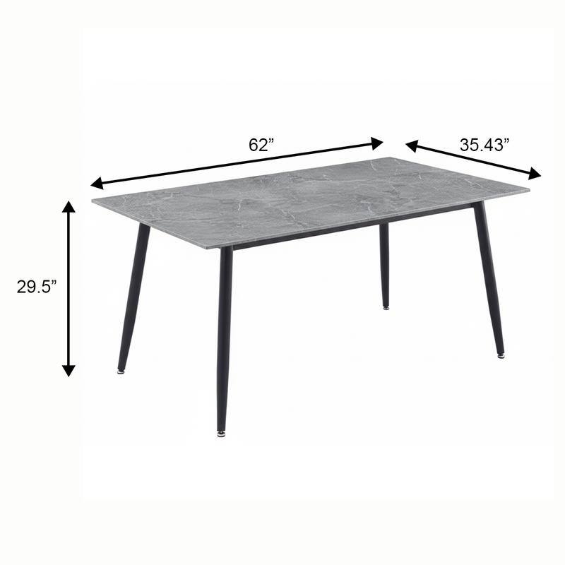 Zayle Series Modern Rectangular Dining Table 55"-71" with Glass or Sintered Stone Top and Powder-Coated Steel Base