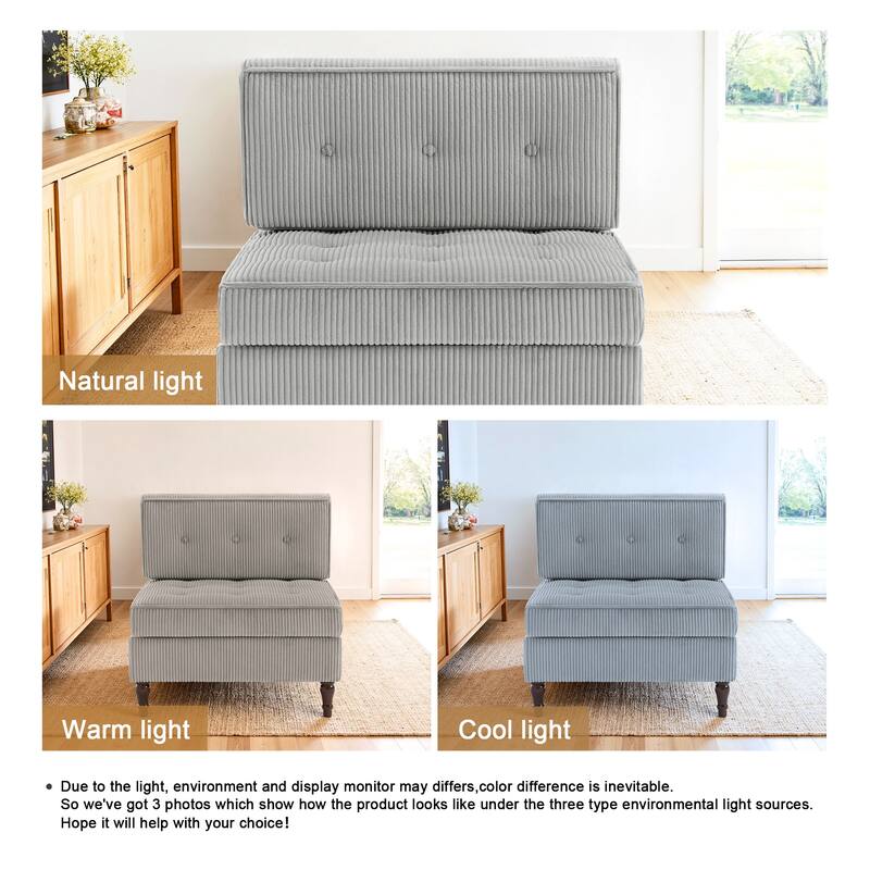 32.57" W Upholstered Corduroy Armless Accent Chair